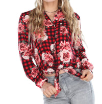 Collective Rack - Button down floral top with tie knot