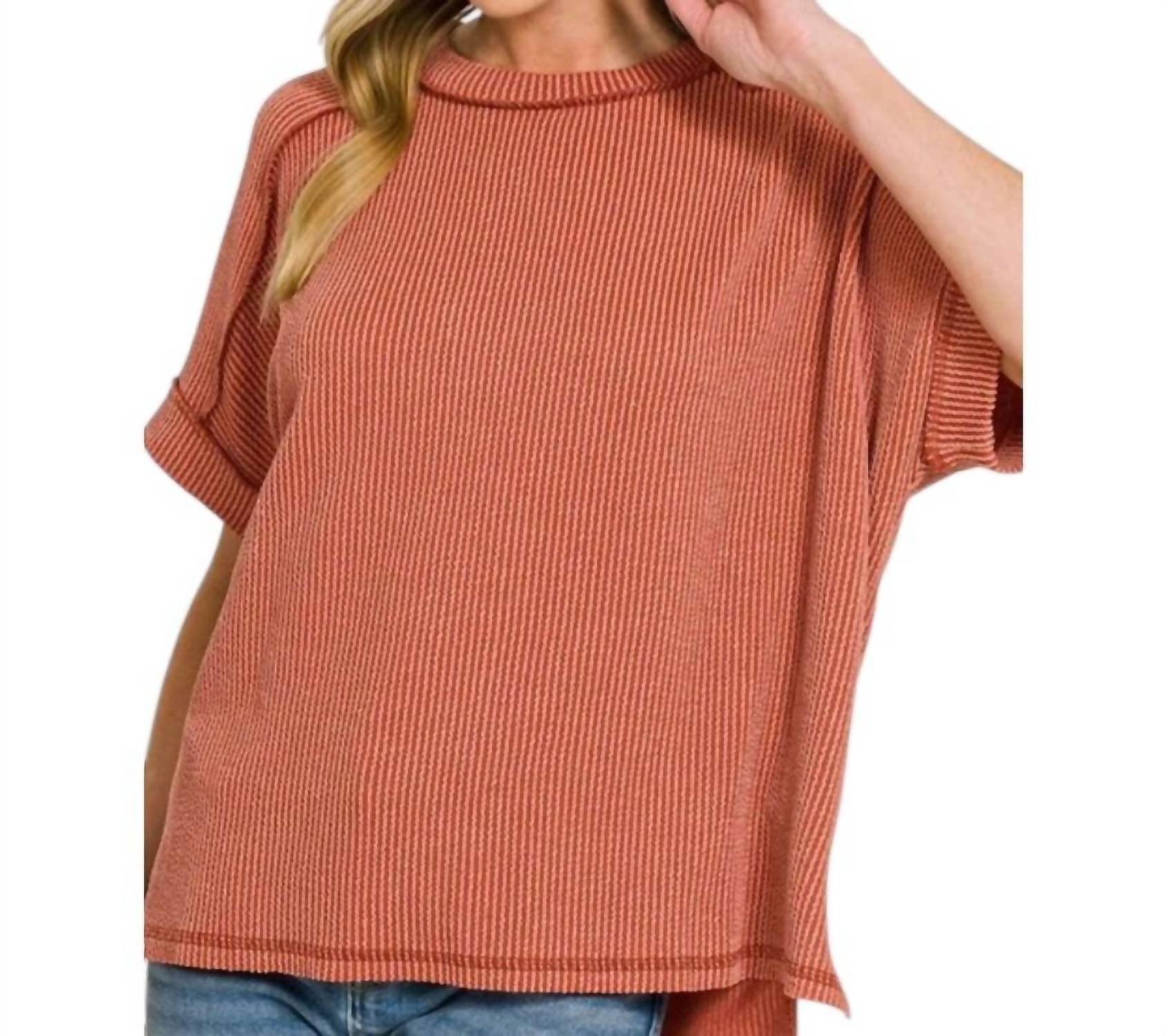 Zenana - Ribbed Round Neck Top