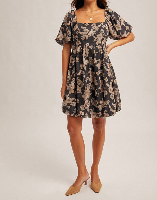 Hem & Thread - Jacquard Floral Print Bubble Dress