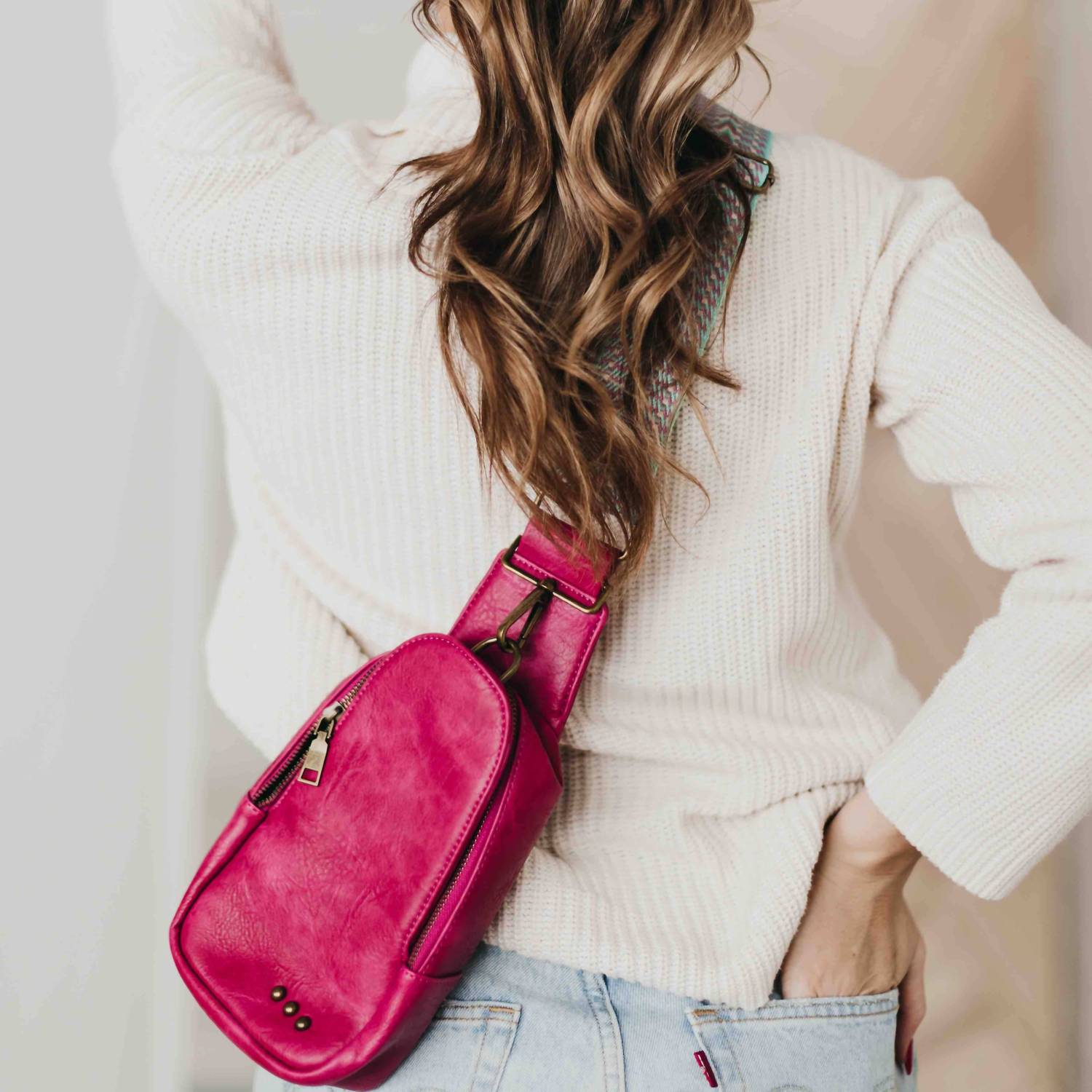 Pretty Simple - Women's Tapestry Geometric Strap Boho Sling Bag