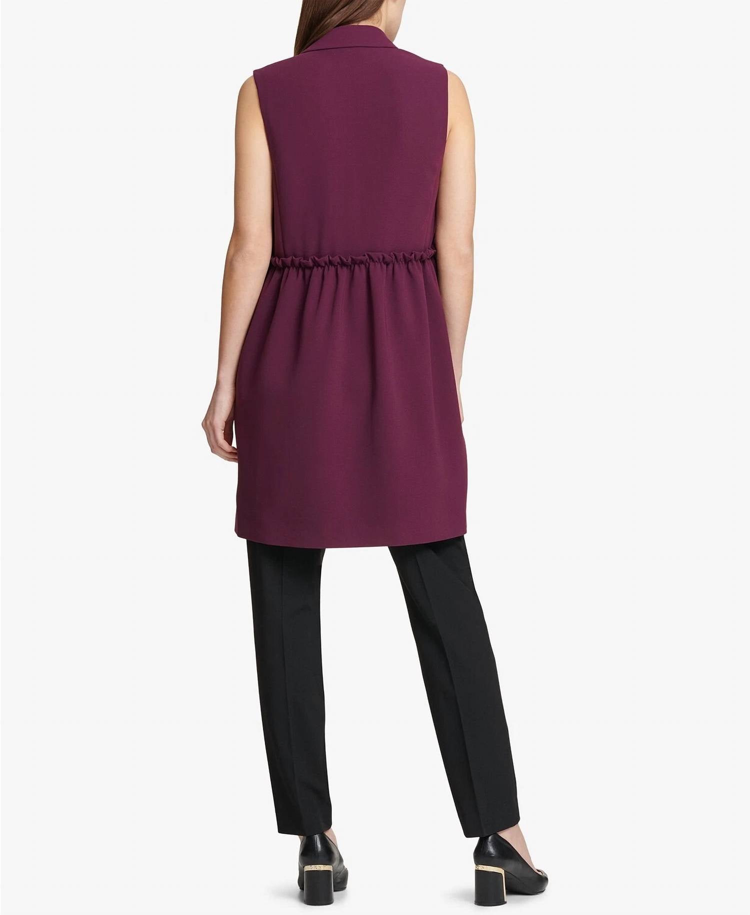 Dkny - Ruffled Back Long Vest