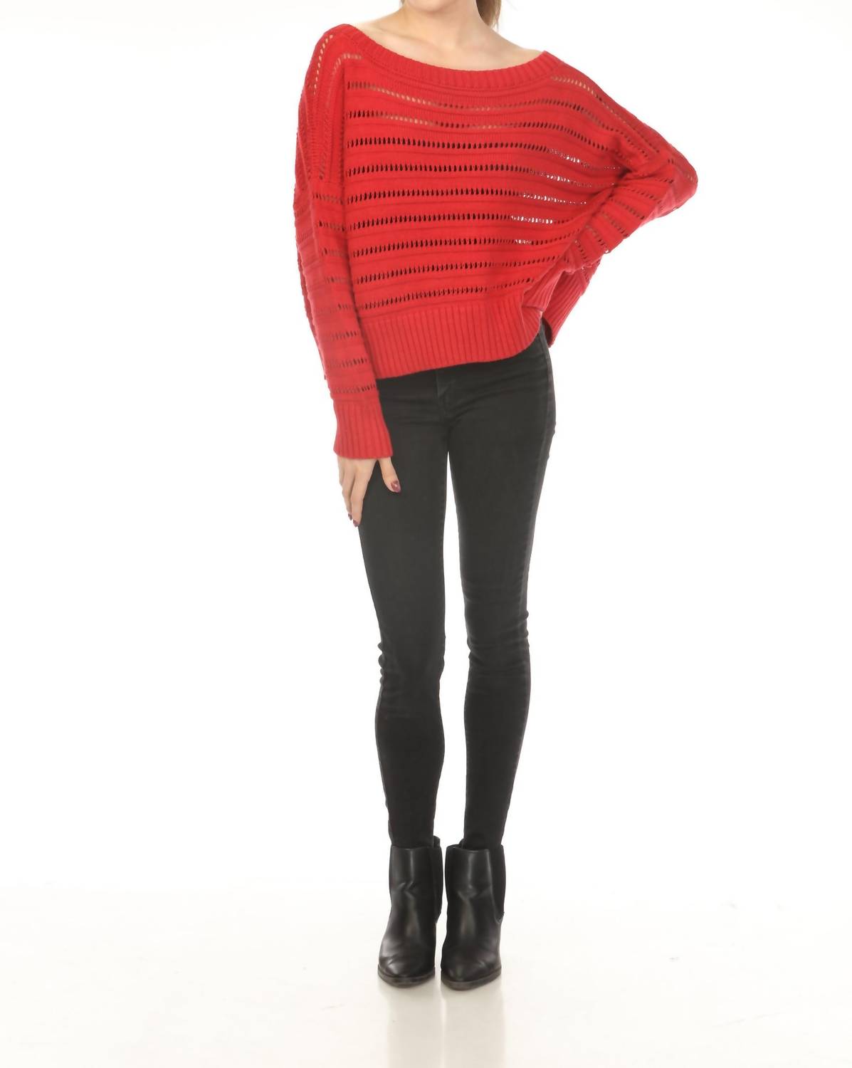 Planet By Lauren G. - Loomed Boatneck Sweater