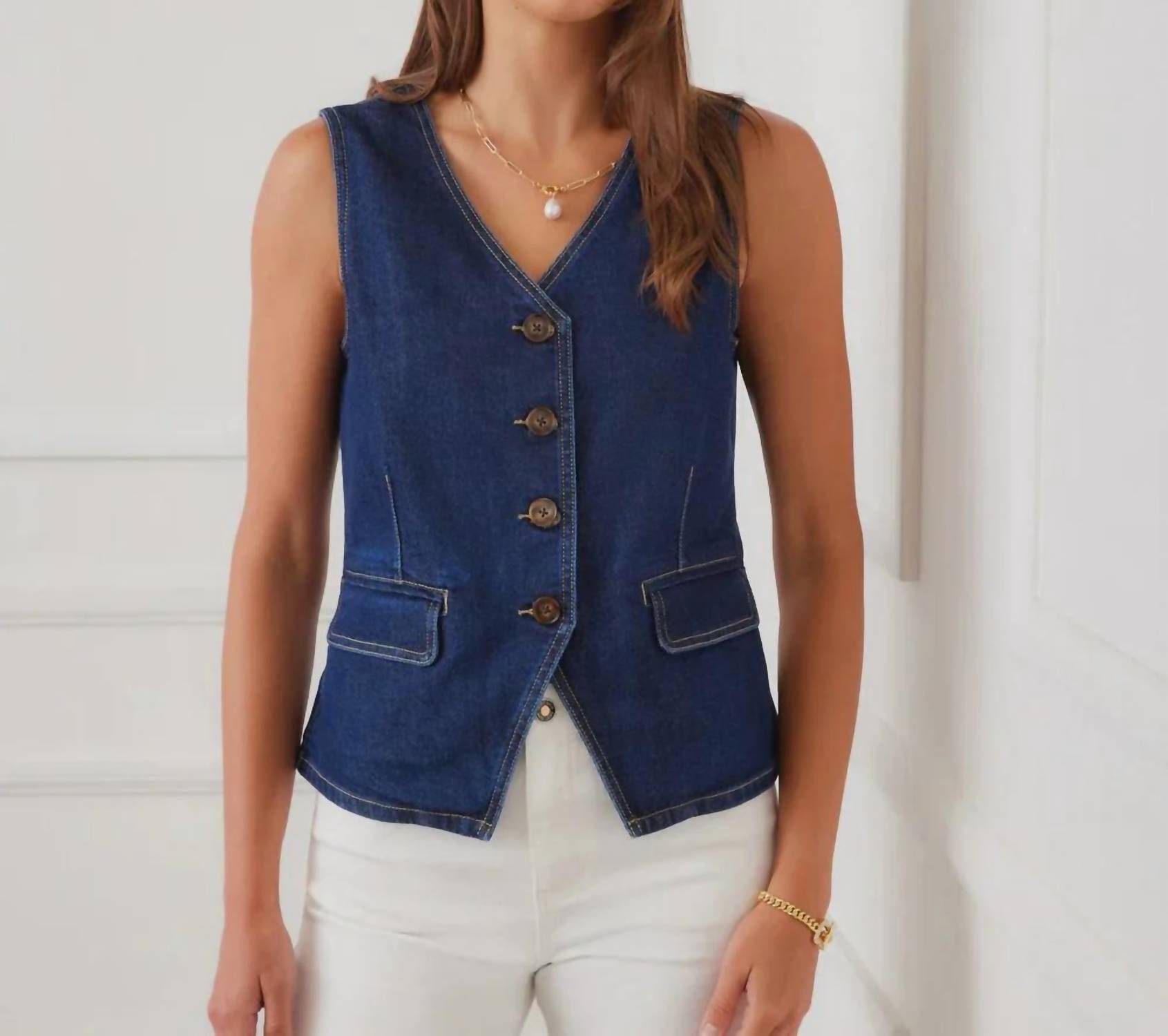 Karen Kane - Button Front Denim Vest