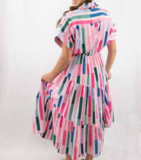 Entro - Mixed Stripes Midi Dress