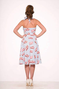 Orchid Bloom - Car Hop Halter Swing Dress