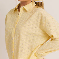Le Lis - Eyelet Button Down Lace Trim Shorts & Head Scarf Three-Piece Set