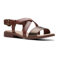 Clarks Women's Declan Spring Sandal in mahogany leather combi - women's sandal