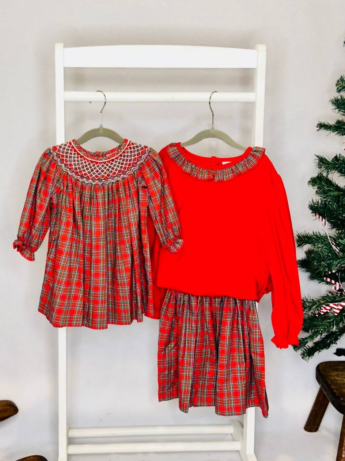 Delaney - Girls' Smocked Pearl Skirt And Knit Ruffle Top Set