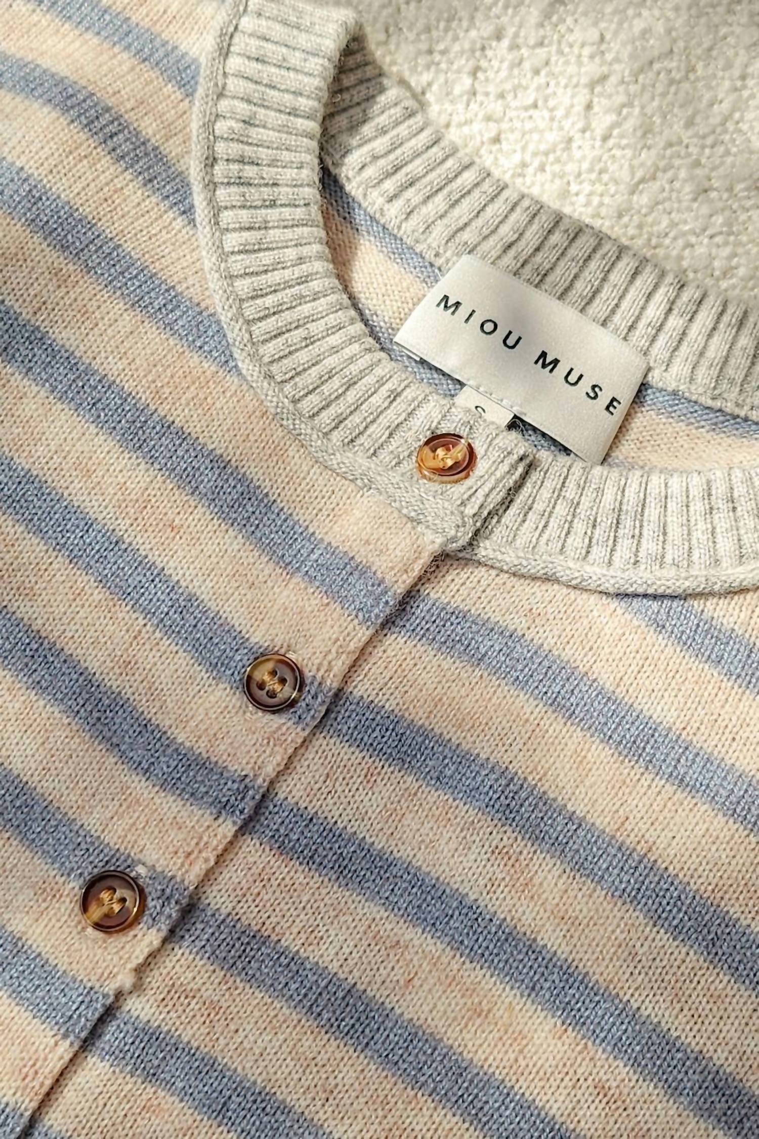 Miou Muse - Striped Button Cardigan