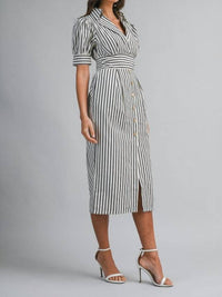 MABLE Bianca Dress in blue stripe - women's dress - view 4