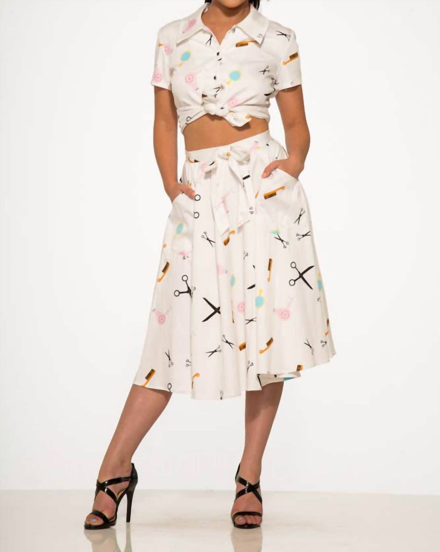 Orchid Bloom - Beauty Salon Top And Swing Skirt