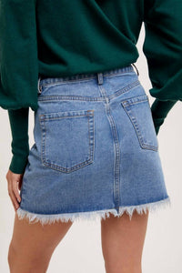 Bluivy - Rodeo Chic Raw Hem Mini Skirt