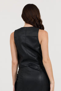 Vintage Havana - Leather Vest And Skirt Set