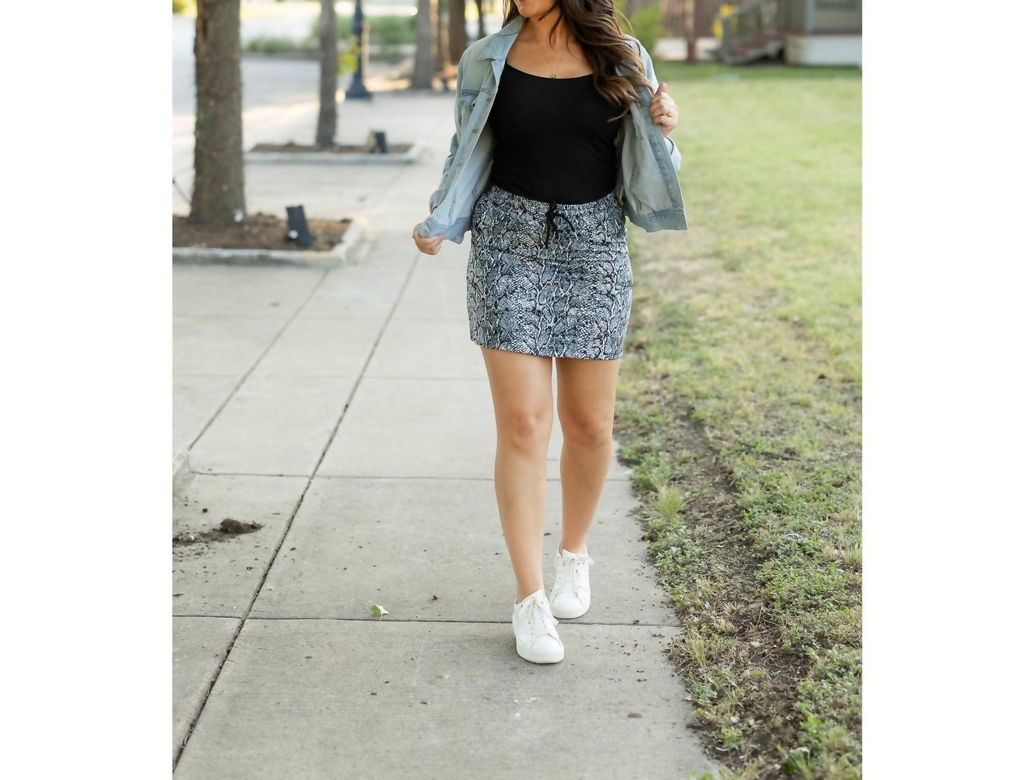 Julia Rose Sydney Jogger Skirt in snakeskin - women's skirt - detail view