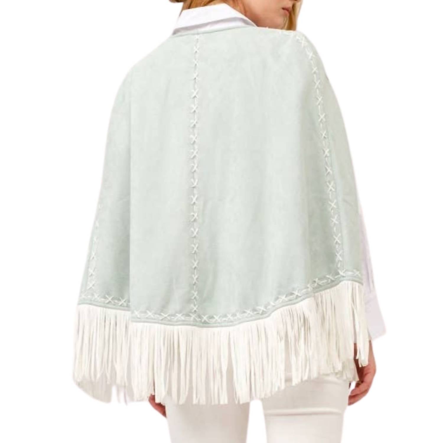 Blue B - Fringe Detail Open Cape Jacket