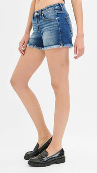 Risen - Low Rise Frayed Hem Shorts