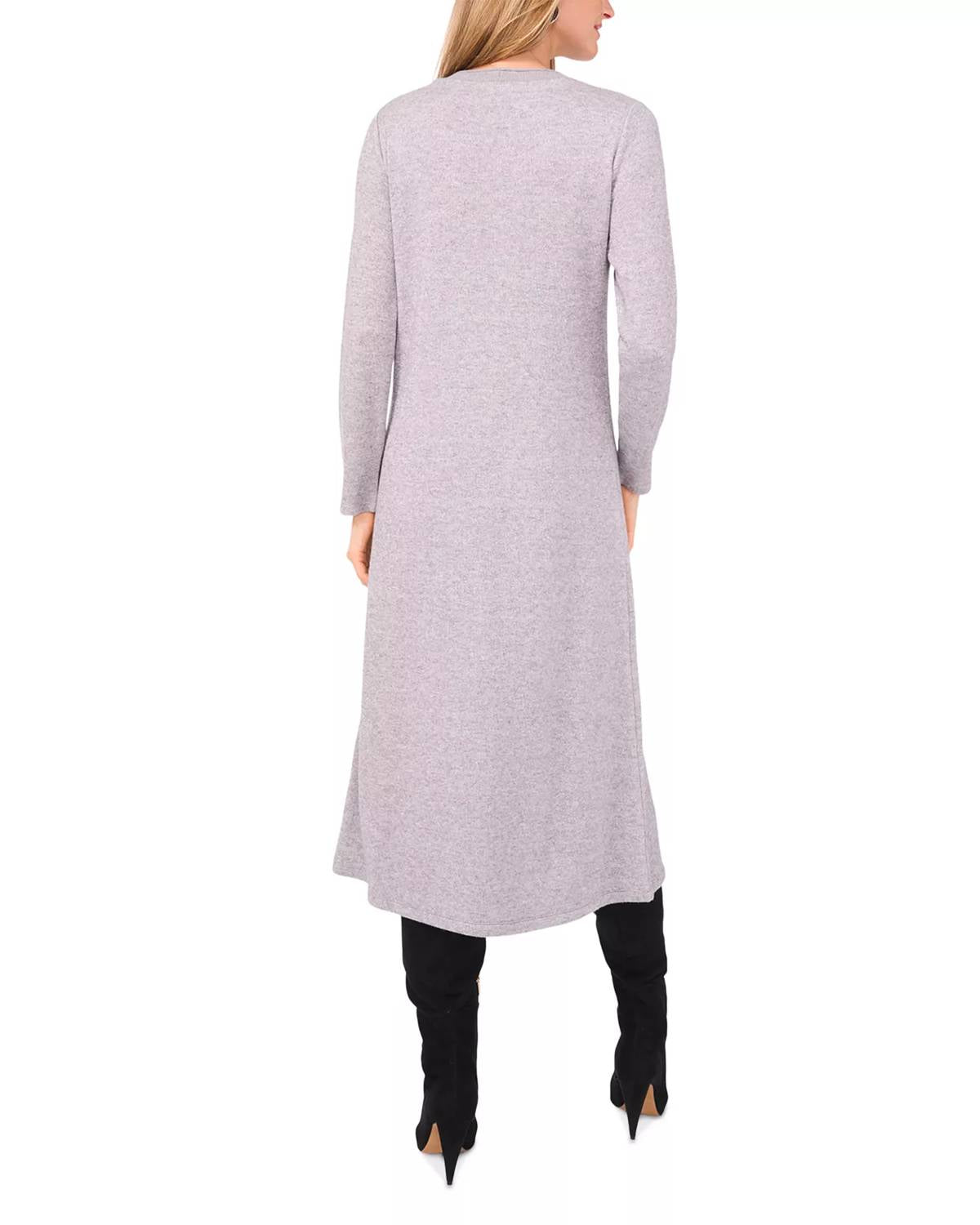 VINCE CAMUTO Long Sleeve Midi Dress in light heather grey - women's dress - detail view