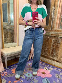 Vervet By Flying Monkey - High Rise Cuffed Baggy Wide Jeans