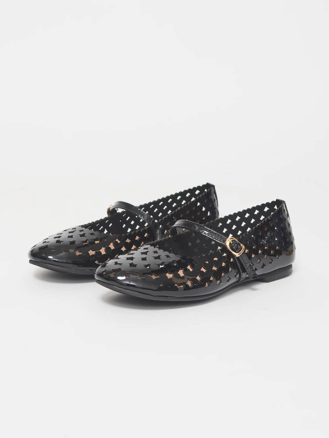 All Black - Women's Laiser Mary Jane Ballet Flats
