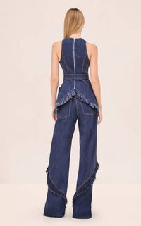 ALEXIS Reed Fitted Sleeveless Top in navy - women's shirt - detail view