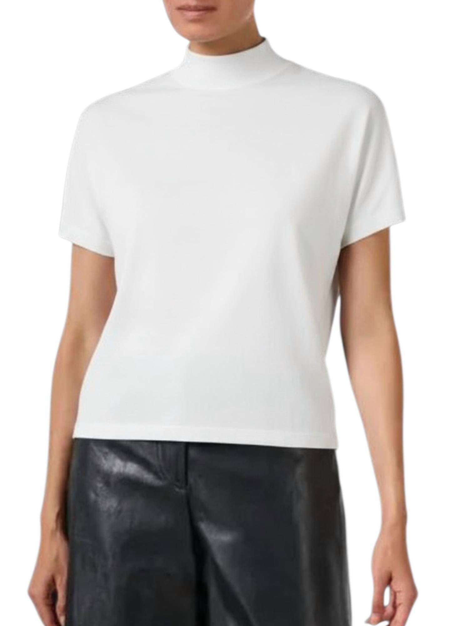 Elliott Lauren Mock Neck Short Sleeve Top in cream - women's t-shirt