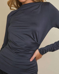 Gilli - Mock Neck Long Sleeve Shirring Detail Top
