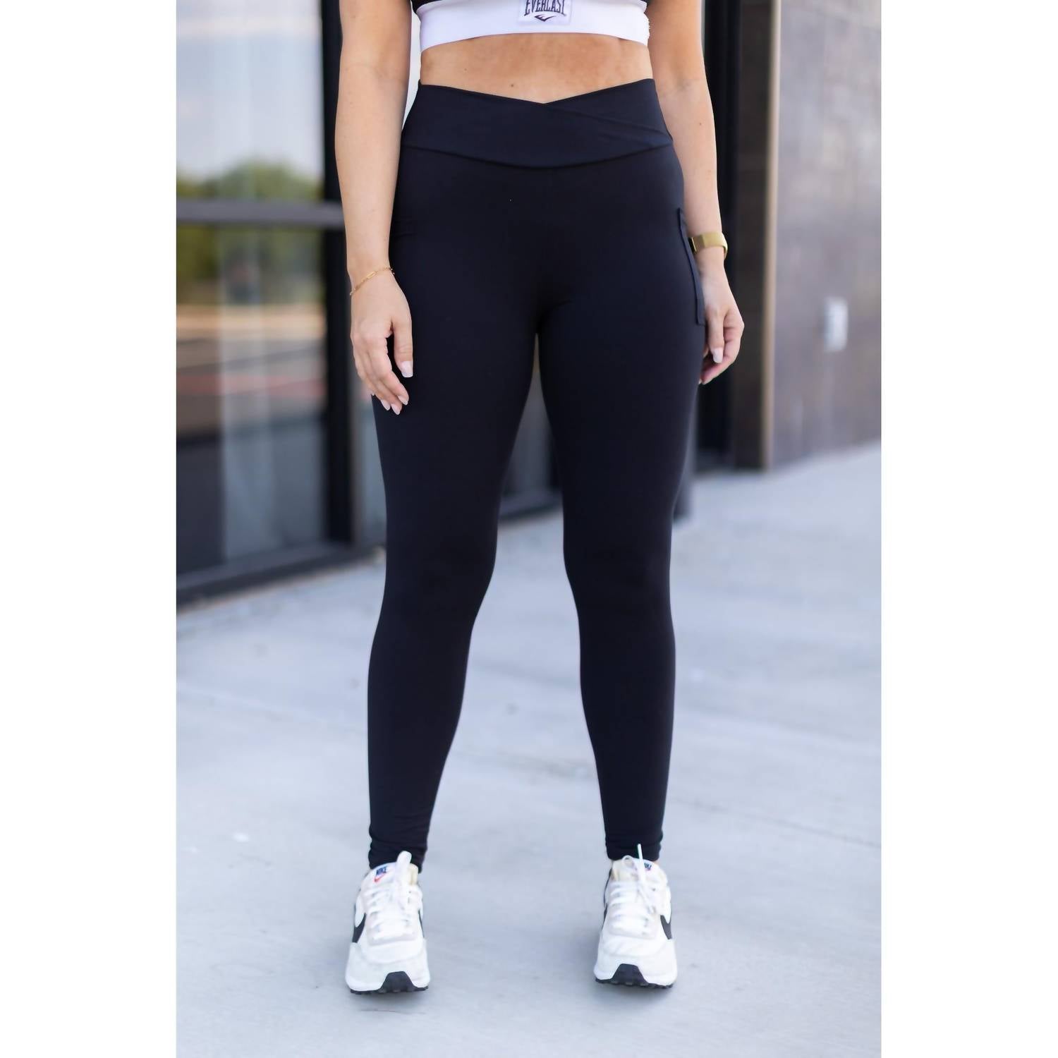 Julia Rose - Stephanie Crossover Pocket Full Length Leggings