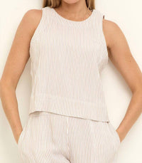 Nic + Zoe - Pinstripe gauze tank