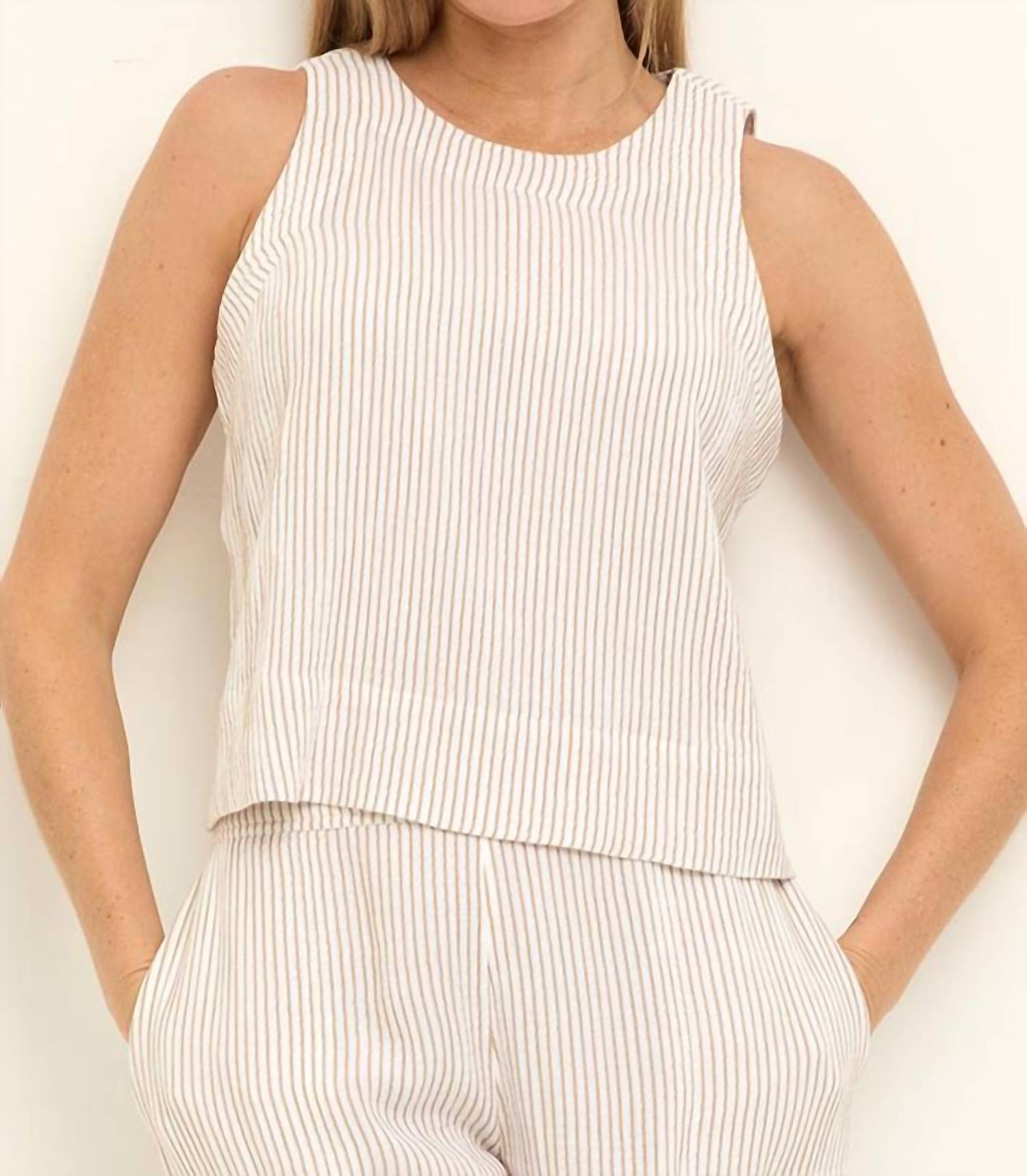 Nic + Zoe - Pinstripe gauze tank