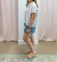 Karlie - French Multi Floral V-neck Signature Top