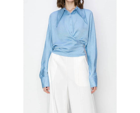 Ina - Satin Wrap Cross Knot Detail Blouse