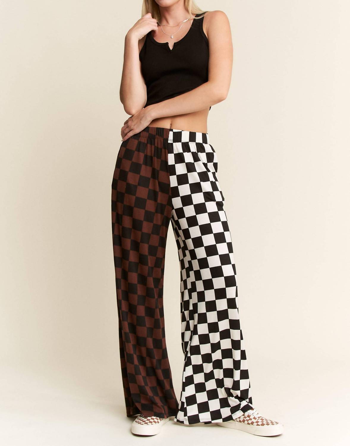 Jade By Jane - Split Decision Checkered Pants - Plus
