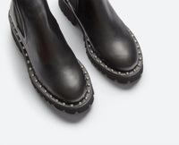 FREDA SALVADOR Women's Bailey Studded Lug Boot in black - women's shoe - detail view
