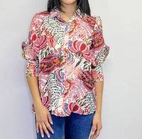 Papillon - Floral Collated Button Front Blouse