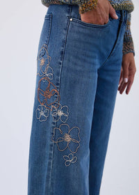 Fdj - Christina Wide Leg Floral Embroidered Pant