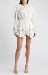 Loveshackfancy - Tindra Tie Waist Long Sleeve Mini Dress
