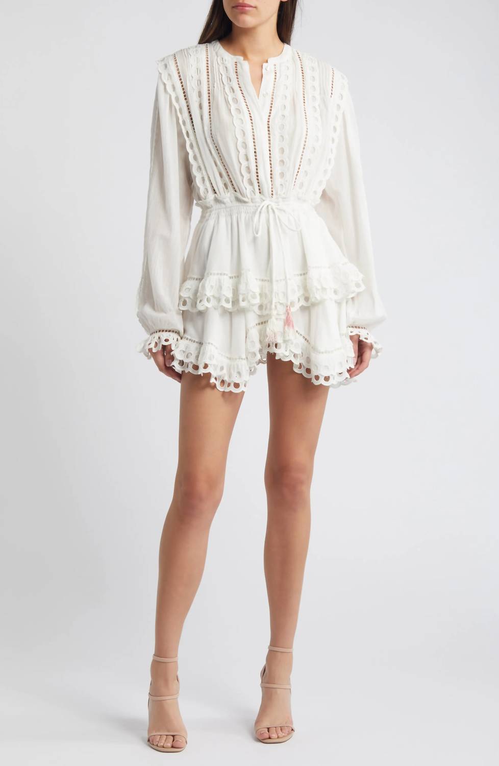 Loveshackfancy - Tindra Tie Waist Long Sleeve Mini Dress