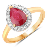 Diana M Jewels Women's Pear Natural Ruby Fashion Ring (1.38 Ct) - Petite in 14k yellow gold - women's jewelry