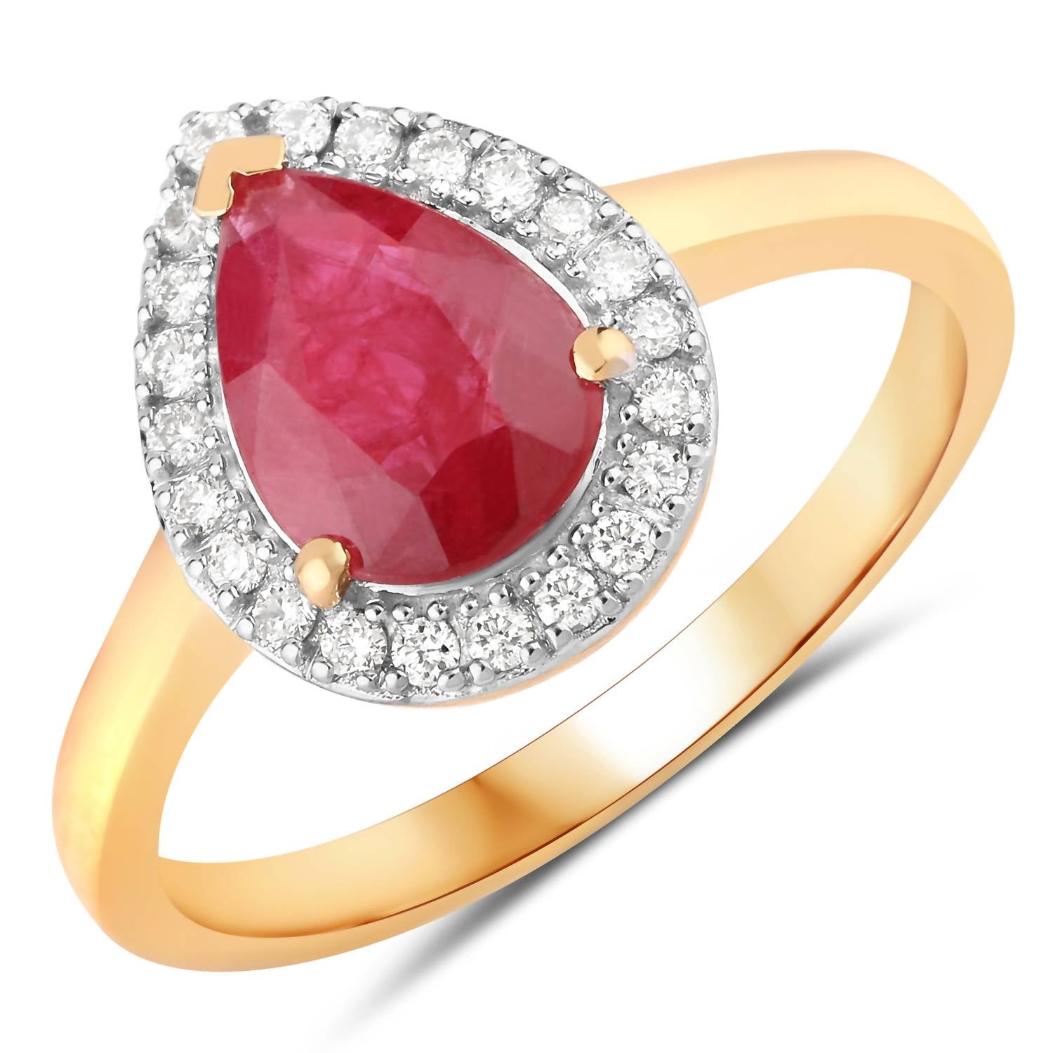 Diana M Jewels Women's Pear Natural Ruby Fashion Ring (1.38 Ct) - Petite in 14k yellow gold - women's jewelry