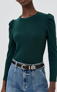 Veronica Beard BRITNEY TOP in pine - women's long sleeve top - alternate view