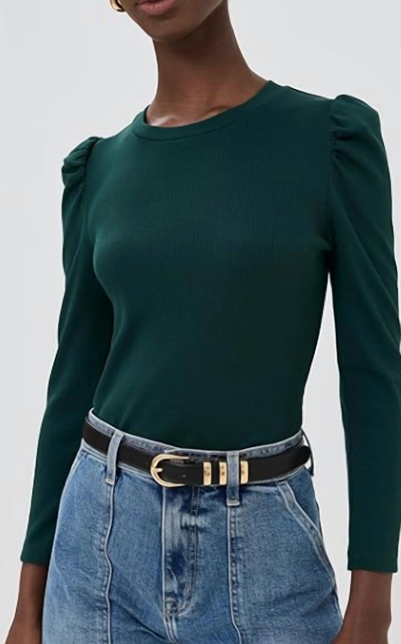 Veronica Beard BRITNEY TOP in pine - women's long sleeve top - alternate view