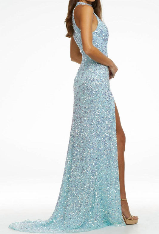 Ashleylauren - Sequin Halter Gown