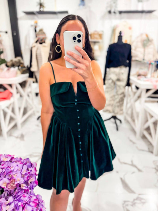 Mable - Women's Terra Tone Velvet Mini Dress