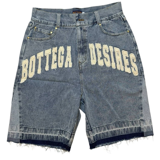Bottega Desires - Men's Embroidered Appliqué & Frayed Denim Shorts