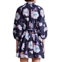 APIECE APART Women's Trinidad Mini Dress in senna floral navy - women's dress - detail view
