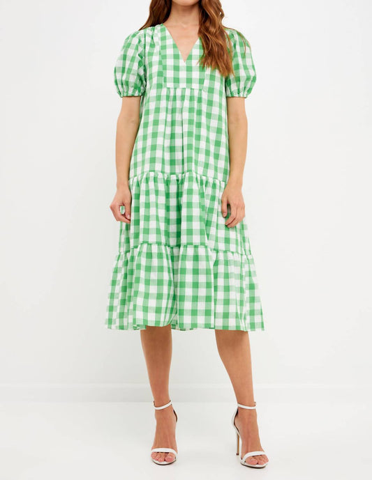 GINGHAM MIDI DRESS