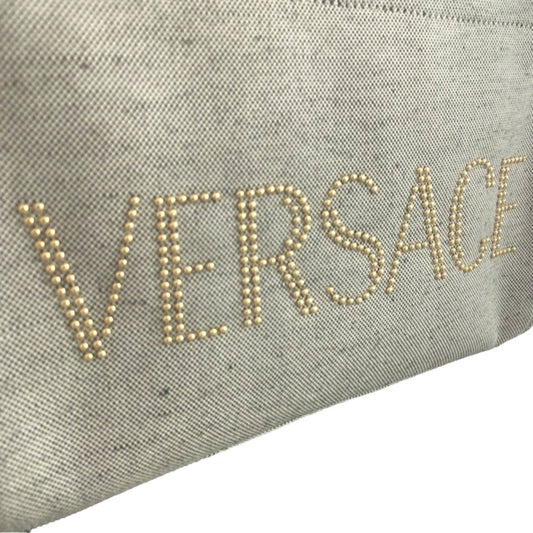 Versace - Women's Canvas Studded Logo Tote Bag