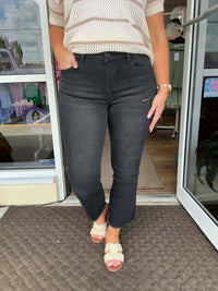 Mica Denim - High Rise Crop Flare Leg Jeans