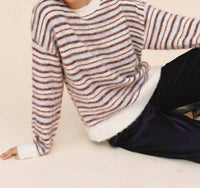 Bella Dahl Striped Crew Neck Sweater in frosty stripe - women's sweater - view 6