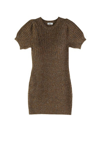 525 America - PUFF SLEEVE POINTELLE RIBBED DRESS